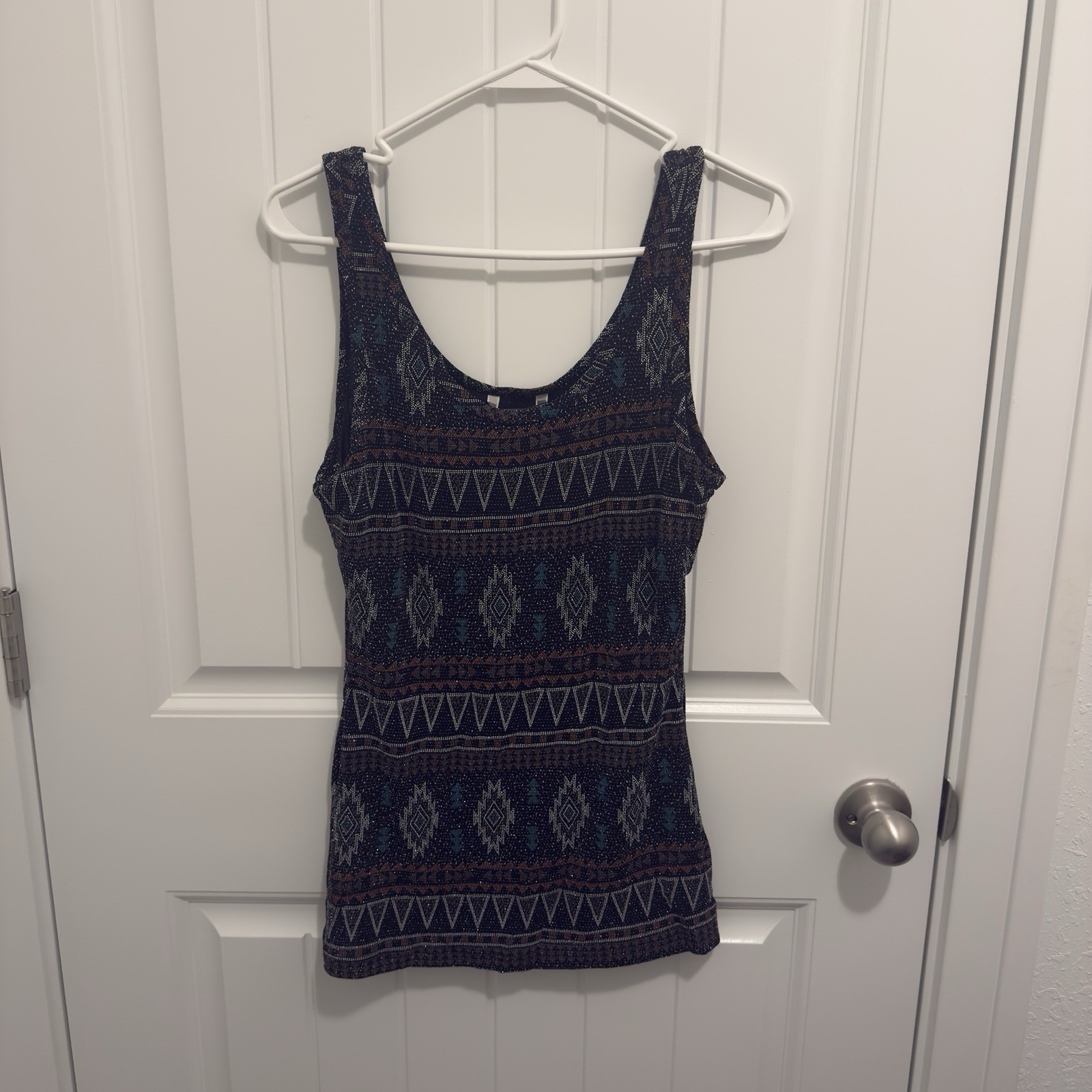 Bke Women's Aztec Sparkle Boho Tank Nwt Size Large